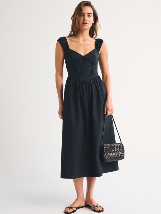 Abercrombie & Fitch Dresses & Skirts - NWT Abercrombie & Fitch 100% Cotton Bra Free Cap Sleeve Dipped Waist Midi Dress